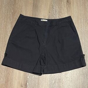 Talbots Women's Black Stretch Cotton Cuffed‎ Bermuda Shorts Size 12 EUC